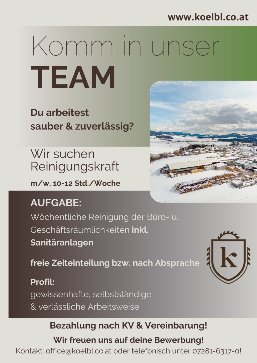 Reinigungskraft gesucht! - Kölbl European Tonewood DE